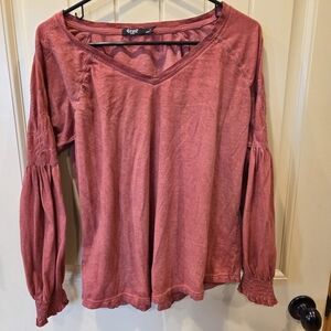 Cruel Denim Ladies Copper Raglan Billow Sleeve Shirt Size Large Rustic